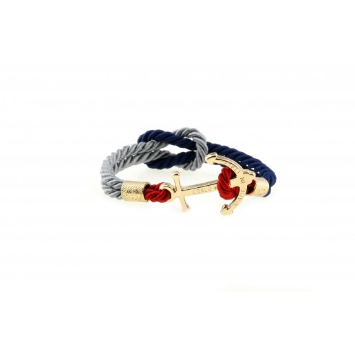 Bracciale ancora Oro Grigio-Blu-Rosso