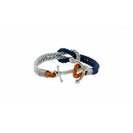 Anchor bracelet Silver Grey-Blue-Rust Colour