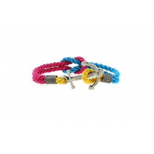 Anchor bracelet Silver Fucsia-Turquoise-Yellow
