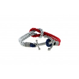 Anchor bracelet Silver Grey-Red-Blue
