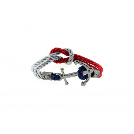 Pulsera Ancla Plata Gris-Rojo-Azul