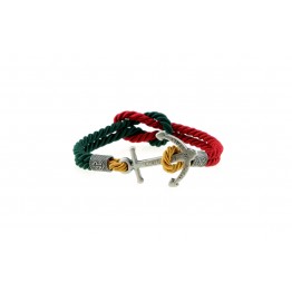 Anchor bracelet Silver Green-Red-Yellow