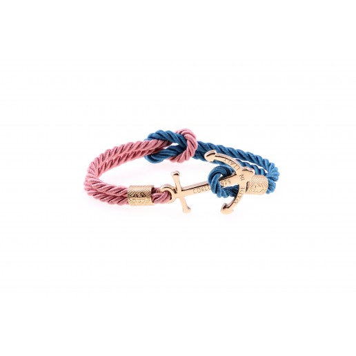 Bracelet ancre Doré Rose-Bleu