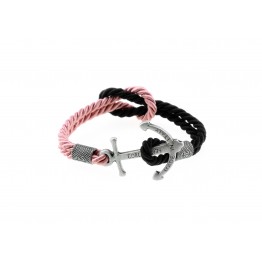 Anchor bracelet Silver Pink-Black