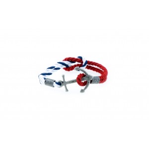 Anchor bracelet Silver White Blue-Red