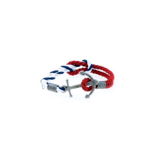 Anchor bracelet Silver White Blue-Red