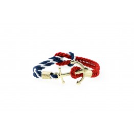 Anchor bracelet Gold Blue White-Red