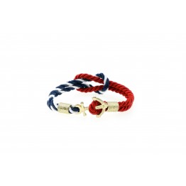 Anchor slim bracelet Gold Blue White-Red