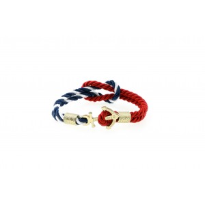 Anchor slim bracelet Gold Blue White-Red