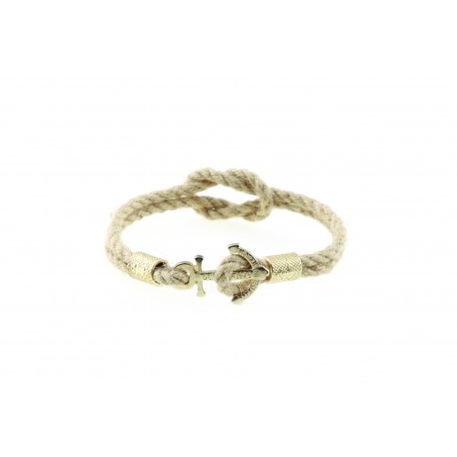 Anchor slim bracelet Gold jute