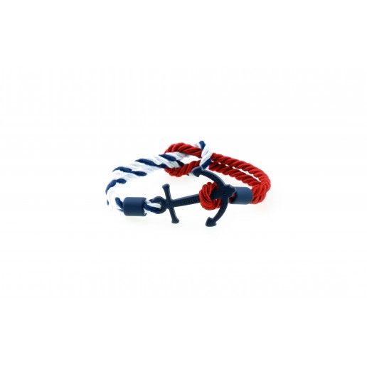 PULSERA ANCLA Azul Tacto Suave Azul Blanco-Rojo