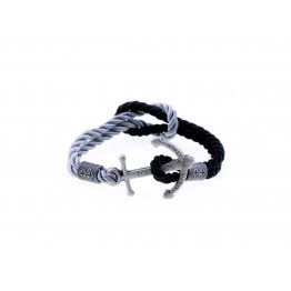 Anchor bracelet Silver Grey-Black